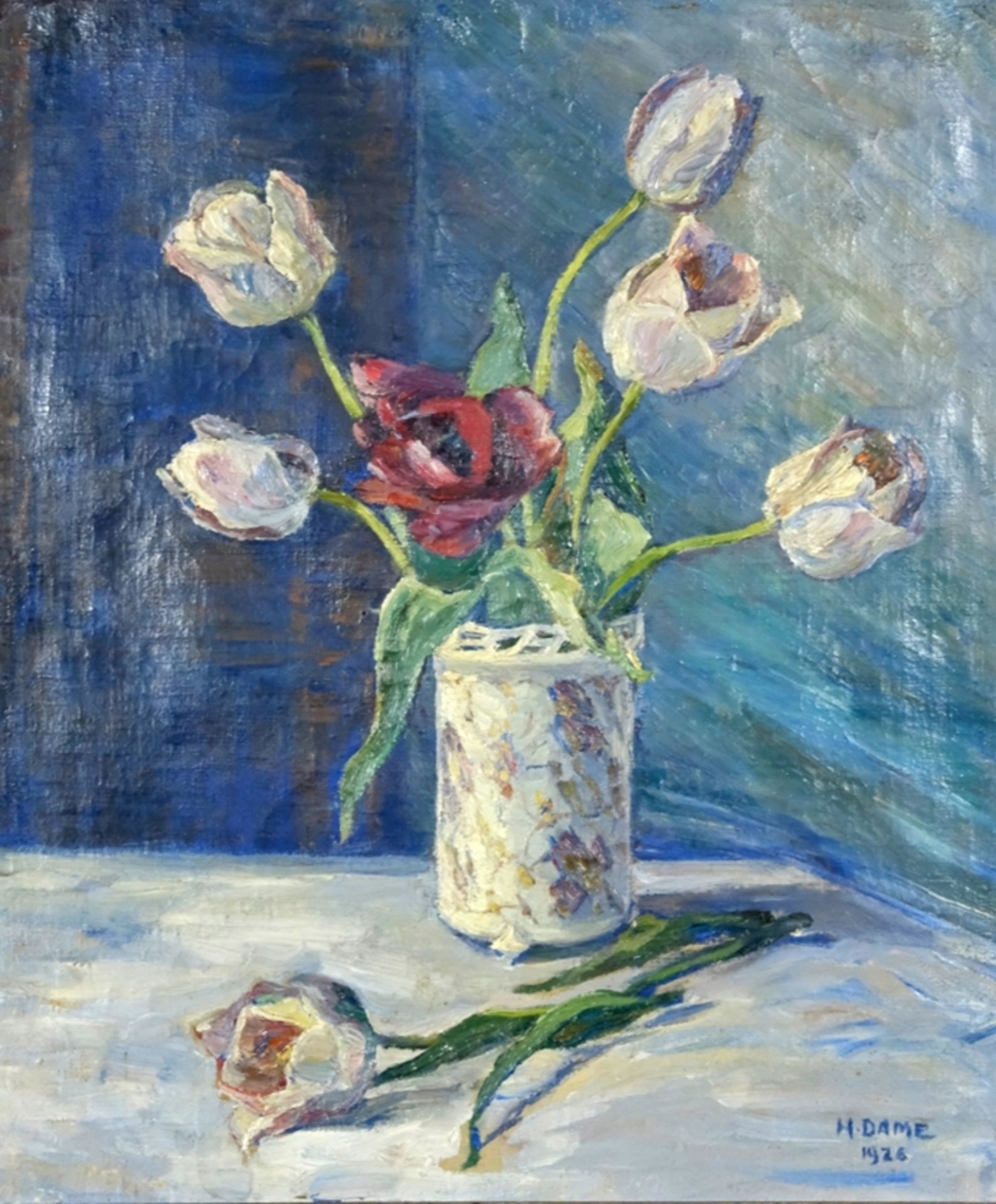 DAME Hedwig (1883 Konstanz - 1965 Überlingen), "Blumenstilleben", Öl auf Leinwand, unten rechts sig