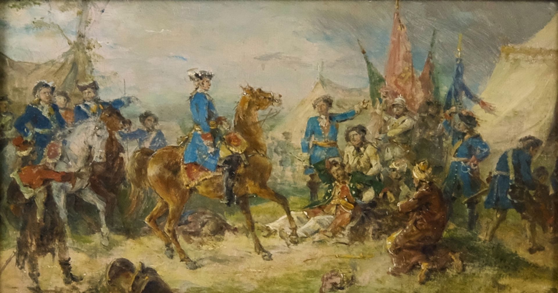 KAISER Friedrich (1815-1889) Sieg einer Schlacht im Nordischen Krieg, Öl auf Holz. Darstellung eine