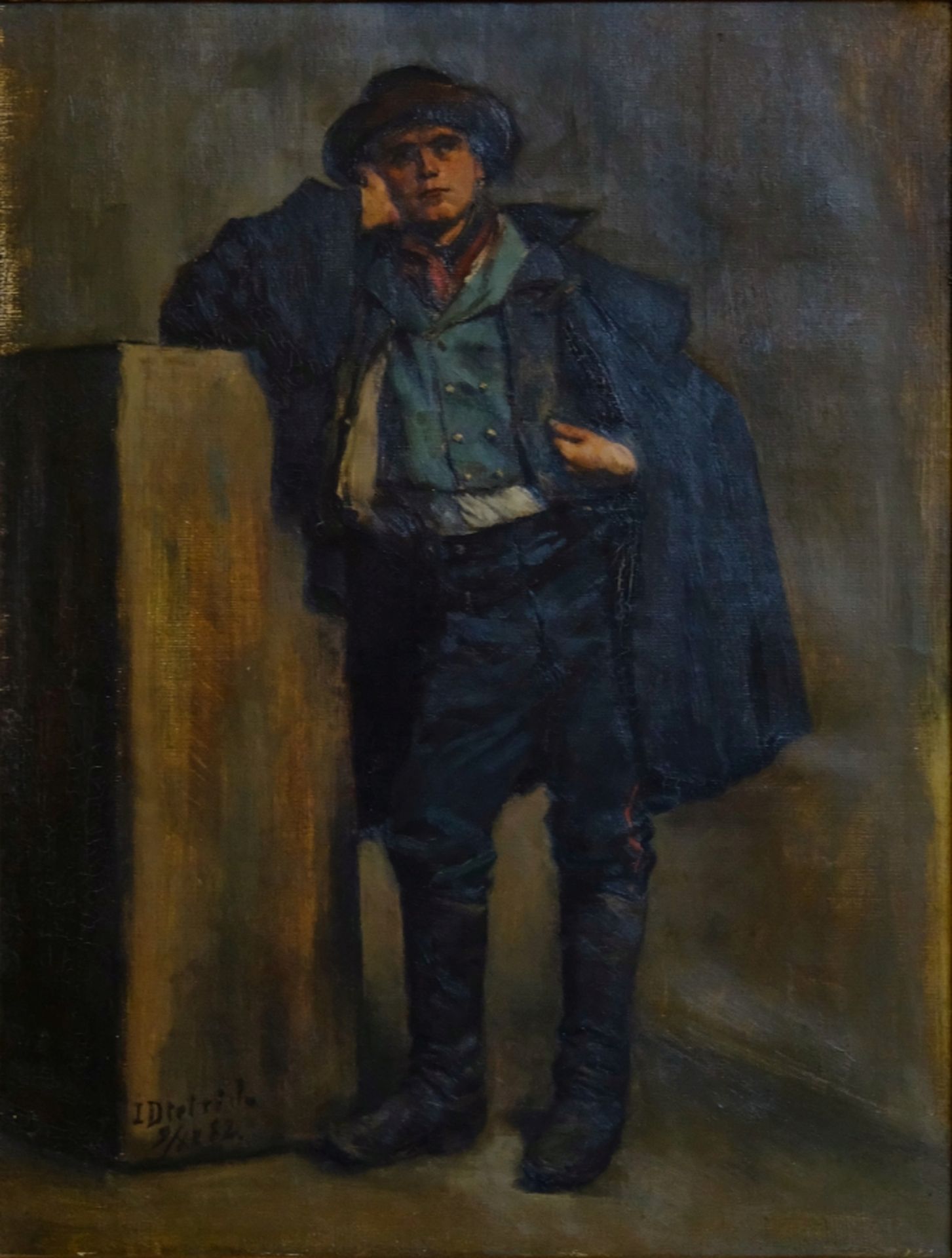 DIETRICH, Johannes Karl (1863 Altenburg - XX), Ganzfigurenportrait eines Mannes, in hohen Stiefeln