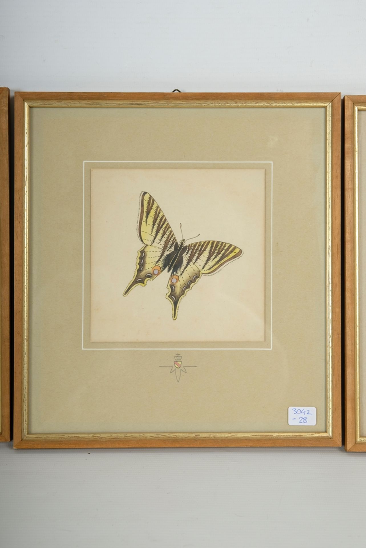 MAJOLIKA "Schwalbenschwanz", Aquarell. Schwalbenschwanz-Schmetterling, Vorlagen-Zeichnung für die K - Bild 2 aus 2