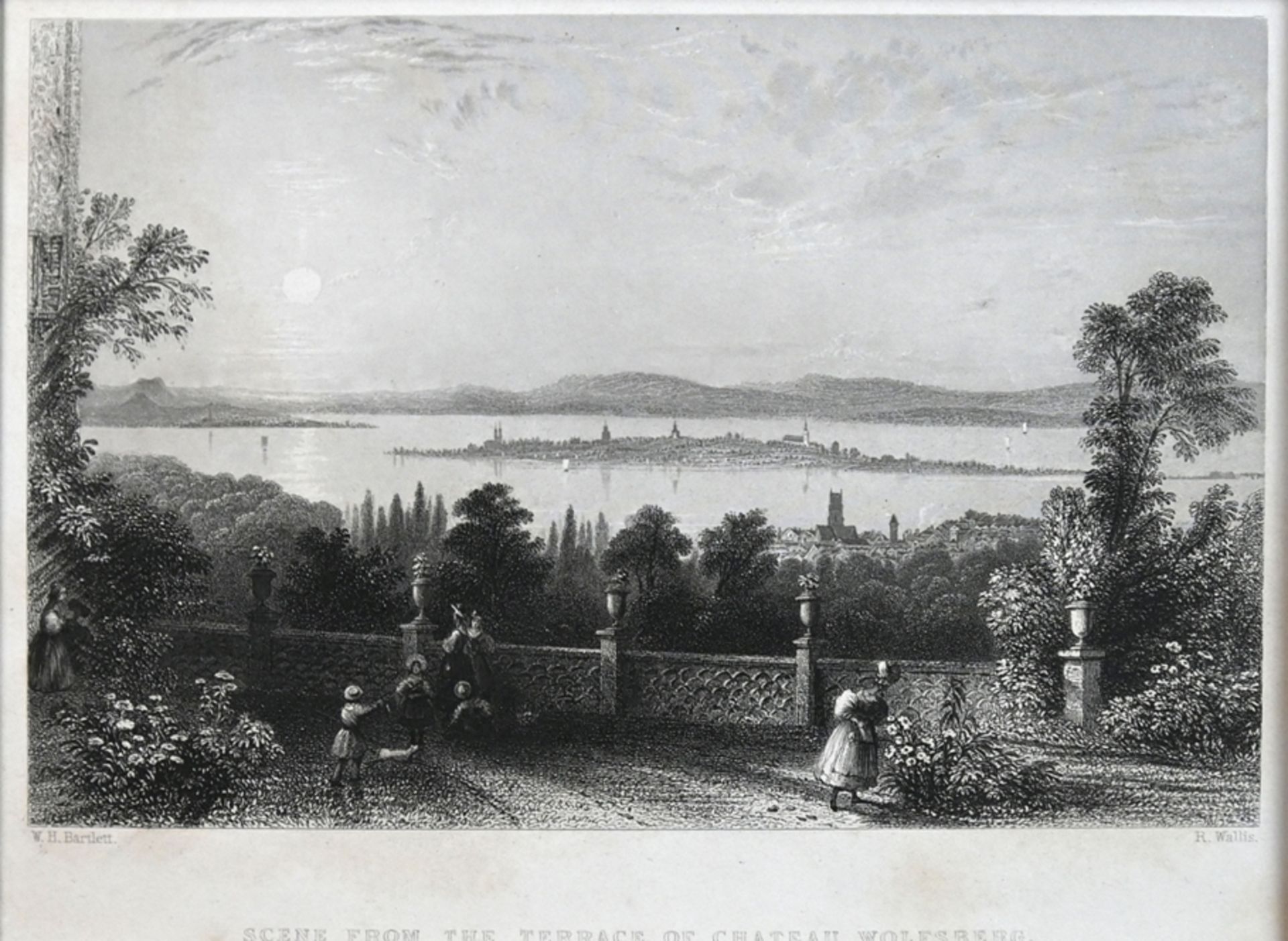 REICHENAU "SCENE FROM THE TERRACE OF CHATEAU WOLFSBERG (Canton Thurgau)", Blick über den Untersee m