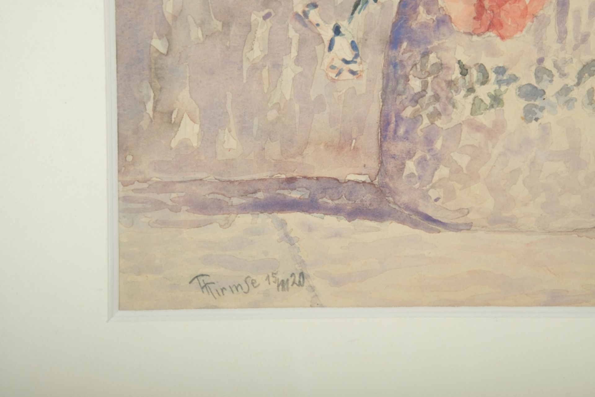 KIRMSE "Mohn und Kirschen", Aquarell. Stillleben, blühender Mohn in Vase und Schale mit Kirschen. U - Bild 3 aus 3