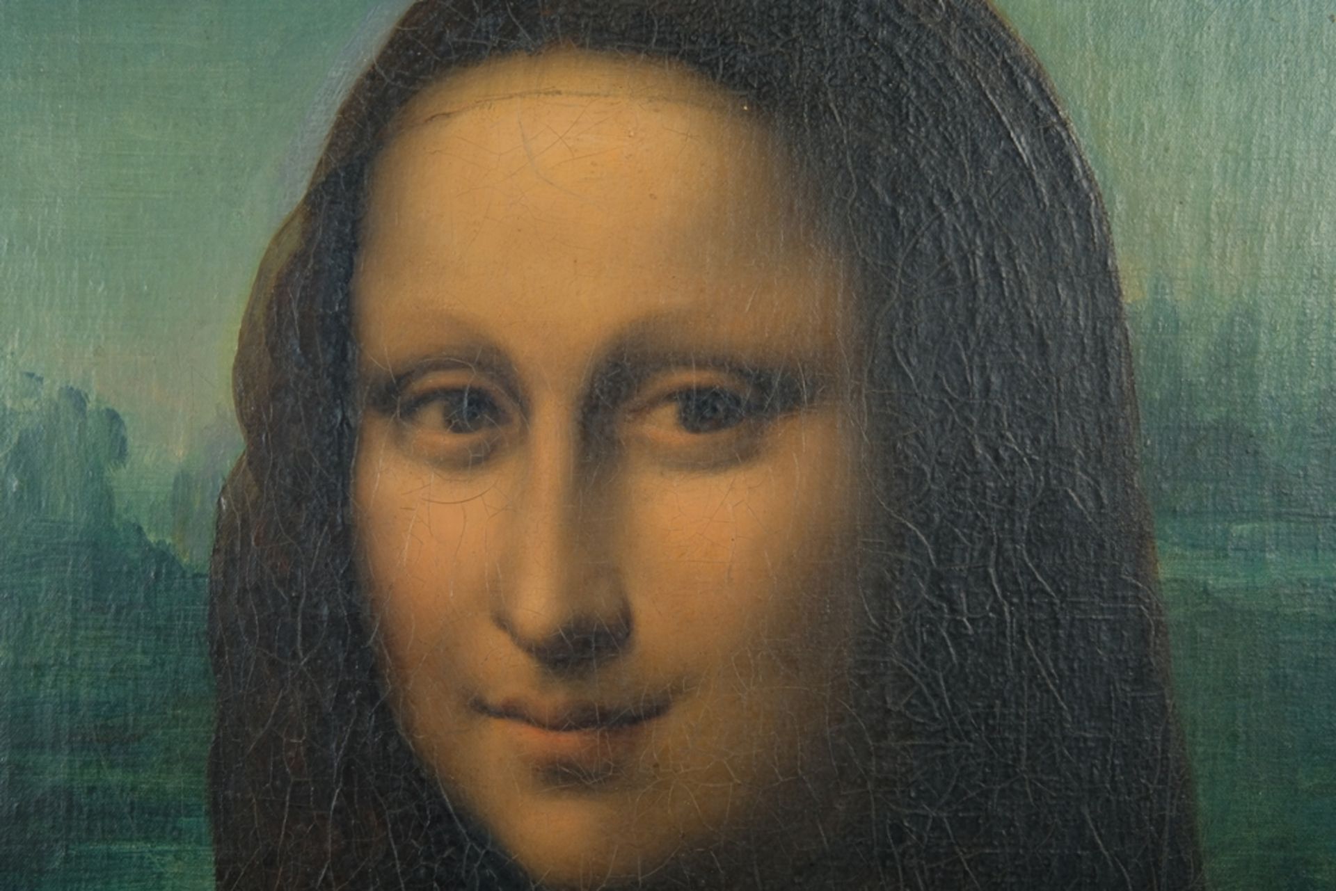 UNBEKANNT "Mona-Lisa-Kopie", 19. Jh., Öl auf Leinwand, 44x37,5cm, kl. Transportschaden - Bild 2 aus 5