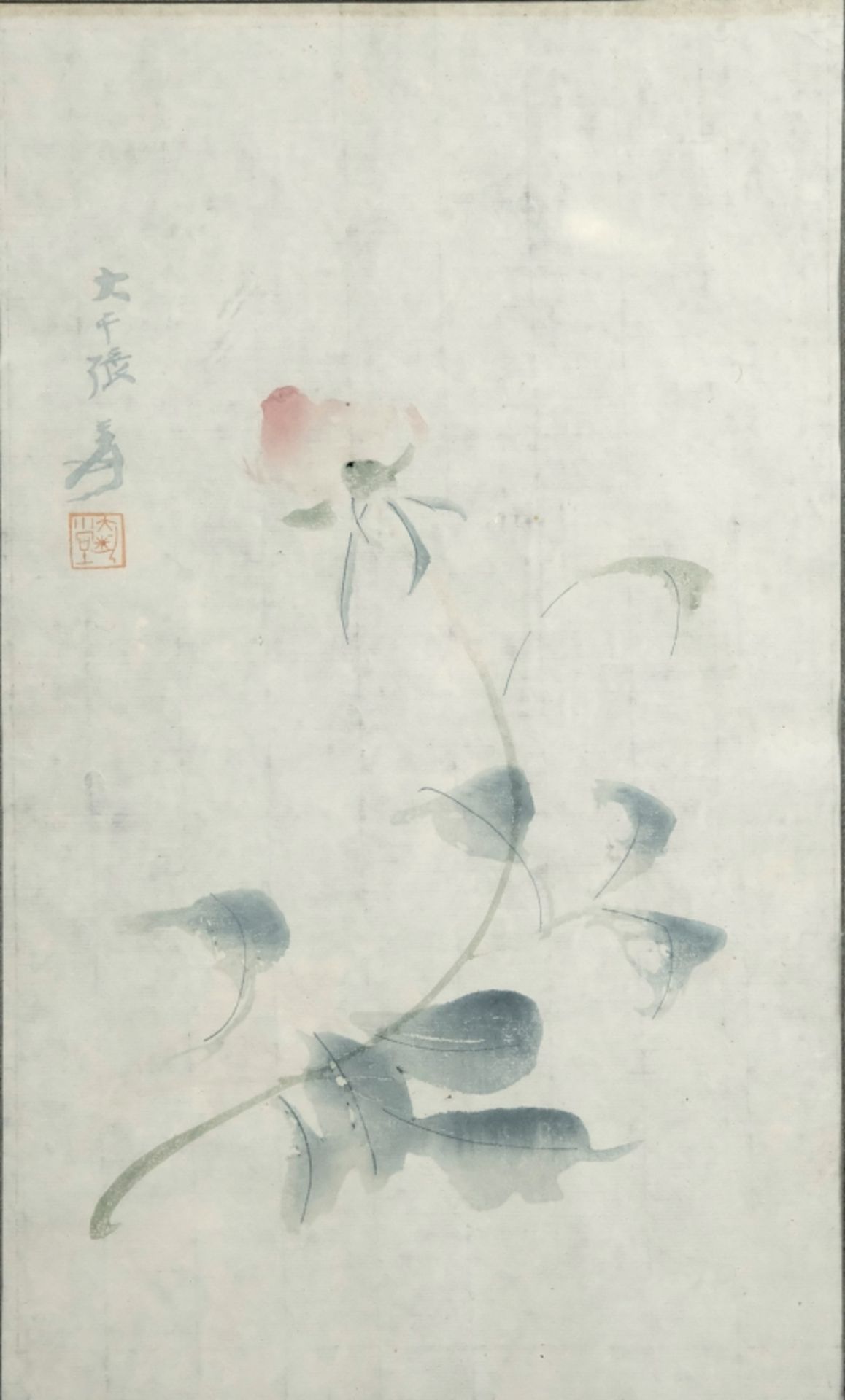 JAPAN "Blüte", Aquarell auf Papier. Links bezeichnet und gestempelt. Sichtbarer Ausschnitt 31 x 18 