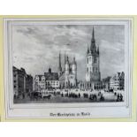 HALLE "Der Marktplatz zu Halle" Lithographie aus: Borussia. Museum für Preußische Vaterlandskunde.