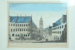 AUGSBURG Kupferstich, koloriert, um 1740. Titel "Vue d'Augsbourg prise de la Cathedrale regardant v