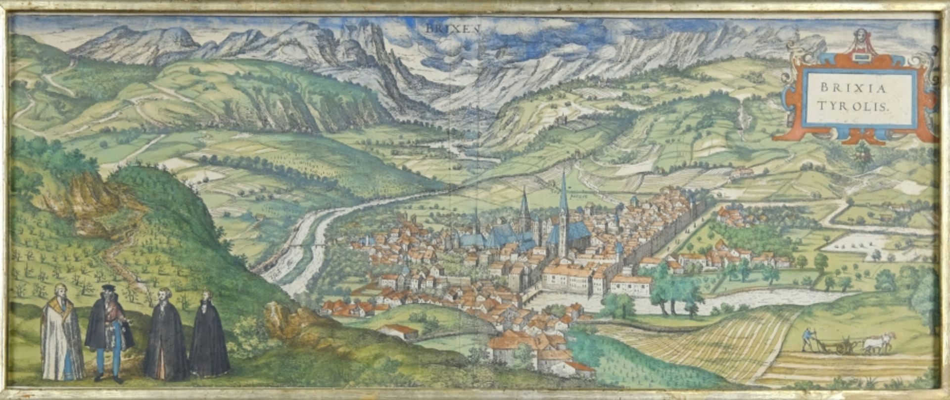 BRIXEN, Brixia Tyrolis, altkolorierter Kupferstich aus Braun und Hogenberg "Civitates Orbis Terraru