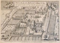 KLOSTER KREUZLINGEN, Klosterplan mit Beschreibung aller Gebäude, flankiert von zwei Engeln, Origina