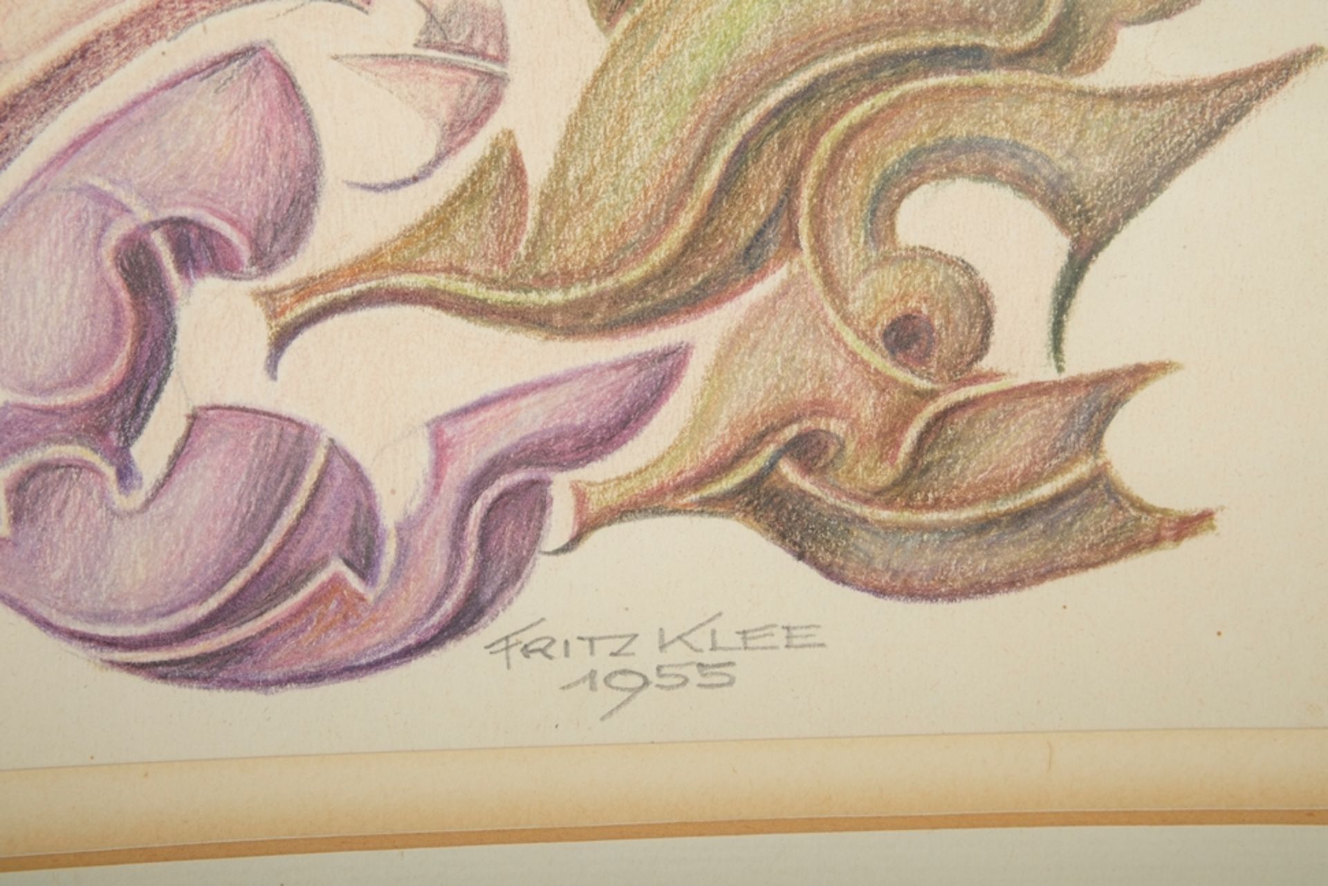 KLEE Fritz (um 1890 - Ende 20. Jahrhundert Stuttgart) "Abstrakt", organische Formen in bunten Farbe - Image 3 of 3