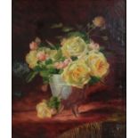 MEDIZ-PELIKAN Emilie zugeschrieben/attributed (1861-1908) "Rosen", Öl auf Leinwand. Stillleben. Unt