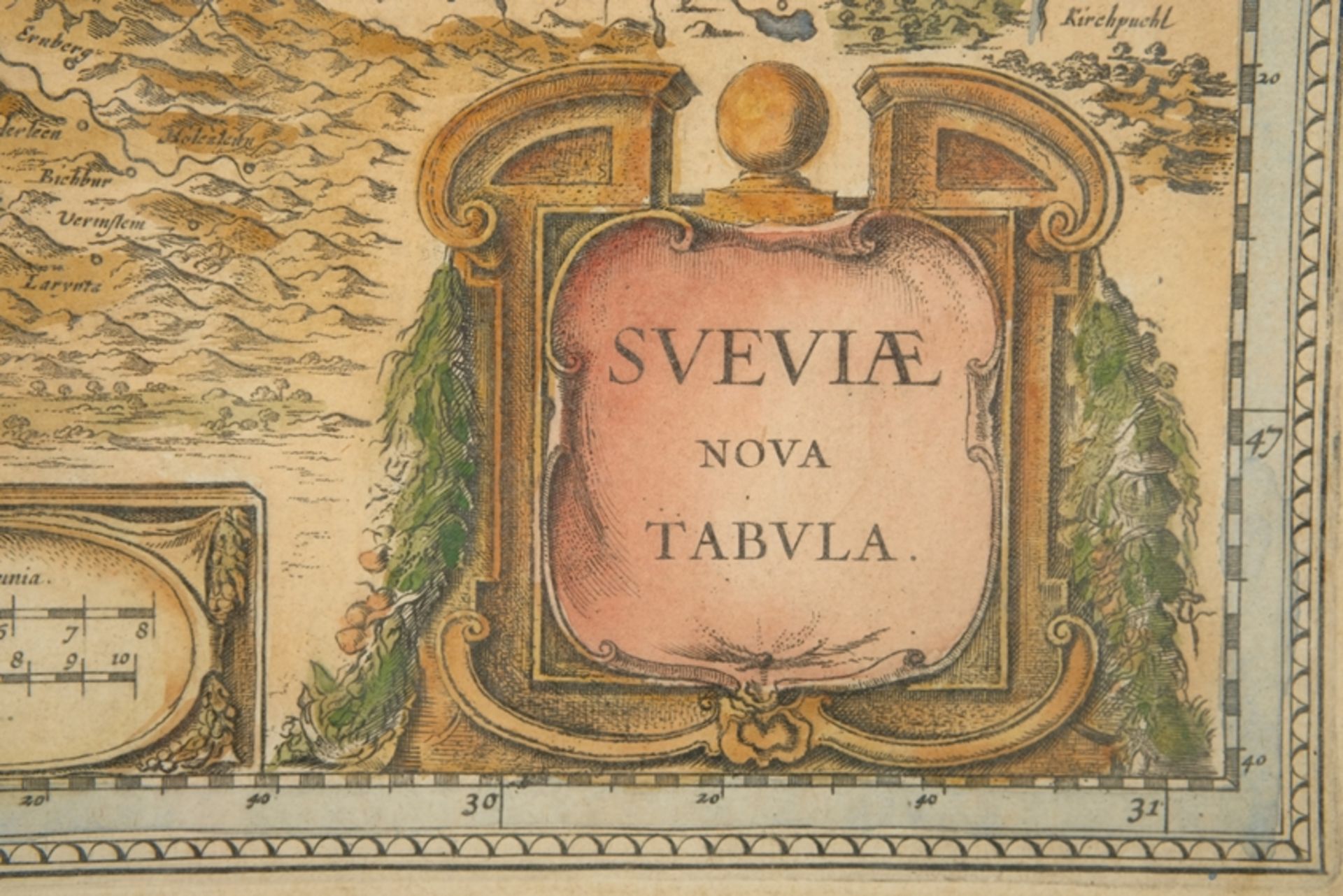 LANDKARTE "Wirtenberg" und "Svevia"; Historischer Kupferstich, coloriert; links unten links signier - Image 3 of 4