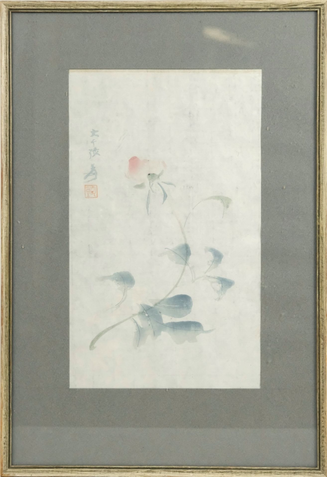 JAPAN "Blüte", Aquarell auf Papier. Links bezeichnet und gestempelt. Sichtbarer Ausschnitt 31 x 18  - Bild 2 aus 3