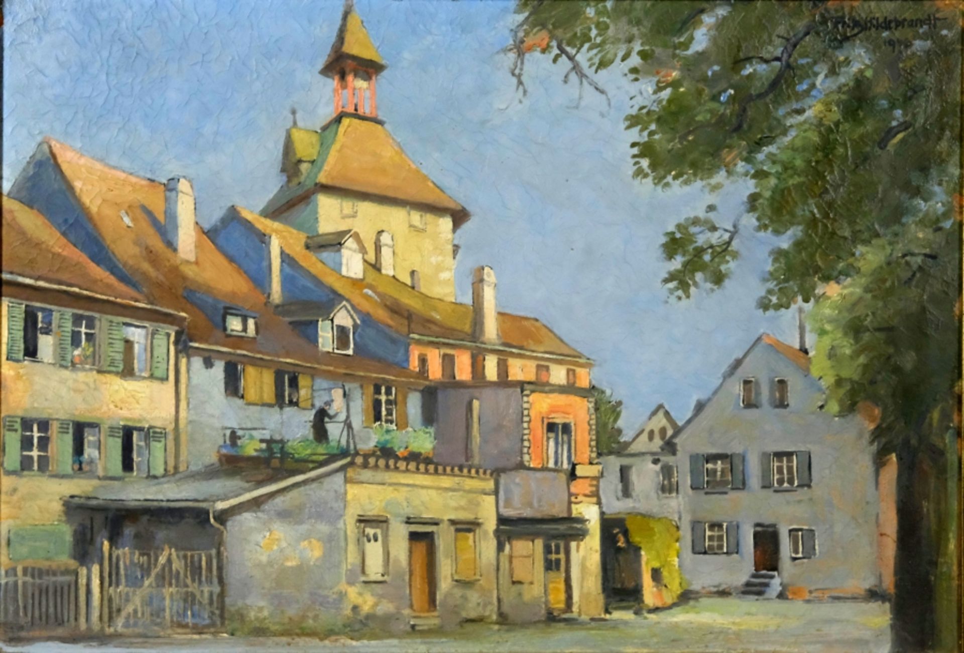 HILDEBRANDT Fritz (1878-1970), Ansicht hinter dem Konstanzer Schnetztor, Ölgemälde auf Platte, sign