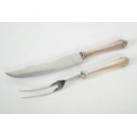 TRANCHIERBESTECK Fleisch, 2 Teile (800er Silber), 1 Messer = 144g, 1 Gabel = 134g