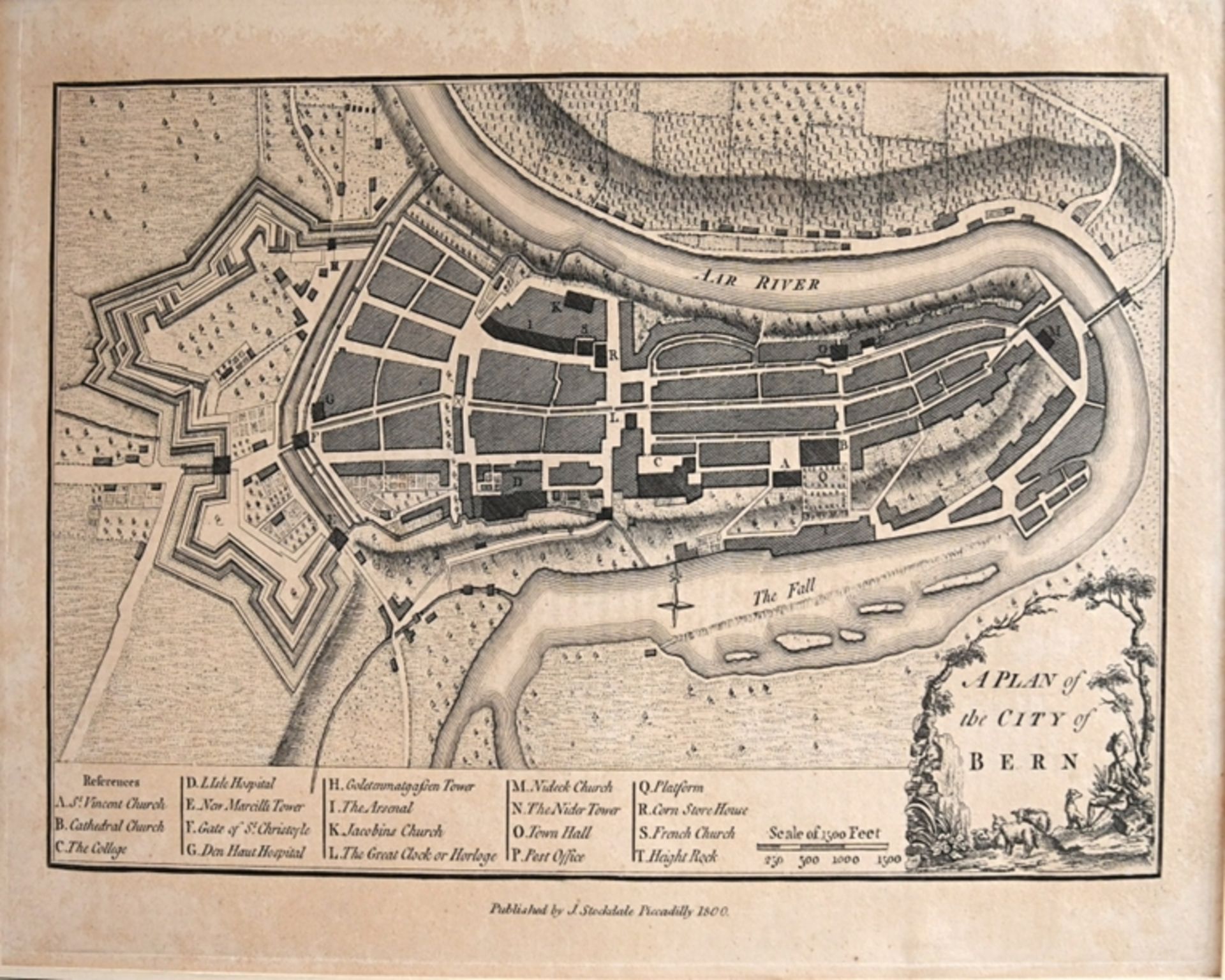 BERN, "A Plan of the City of Bern/Published by J.Stockdale Piccadilly 1800", Kupferstich von John A