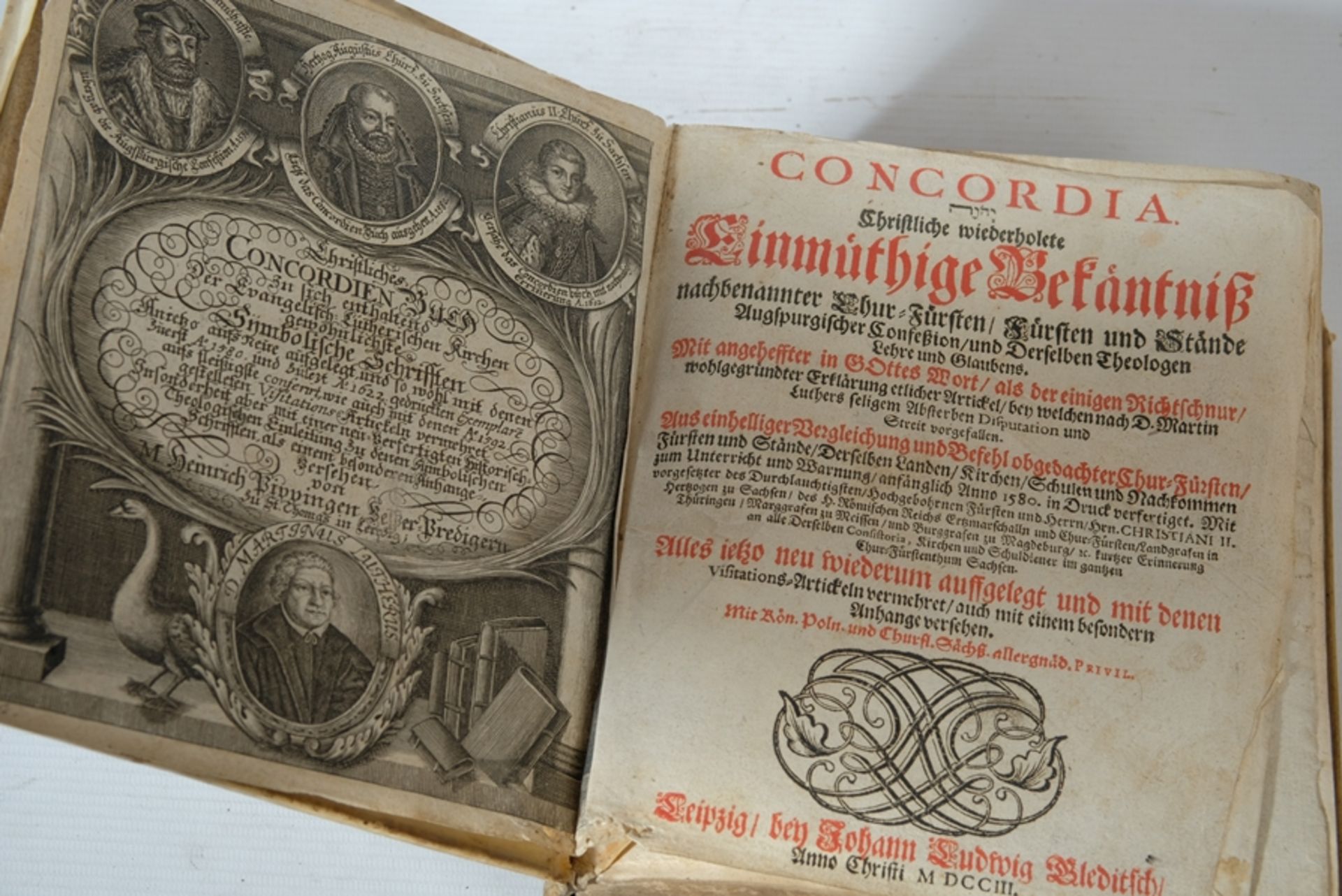 "CONCORDIA" verl. Johann Ludwig Bleditsch, Leipzig, 1703. Neuauflage des Augsburger Bekenntnisses
