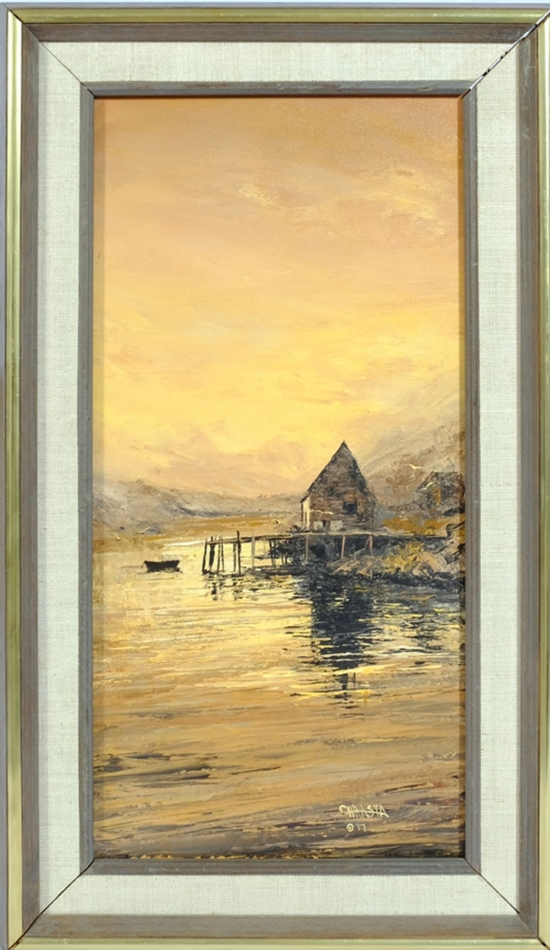 CHRASTA Anna "Gold Shack", Öl auf Leinwand, 1977. Sichtbarer Ausschnitt 40 x 19,5 cm, R 49,5 x 29 c - Image 2 of 4