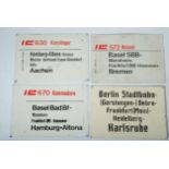 ALTE EISENBAHNSCHILDER IC 670 / IC 630 / IC 572 Basel Bad Bf, Mannheim, Frankfurt, Hannover, Hambur