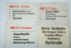 ALTE EISENBAHNSCHILDER IC 670 / IC 630 / IC 572 Basel Bad Bf, Mannheim, Frankfurt, Hannover, Hambur