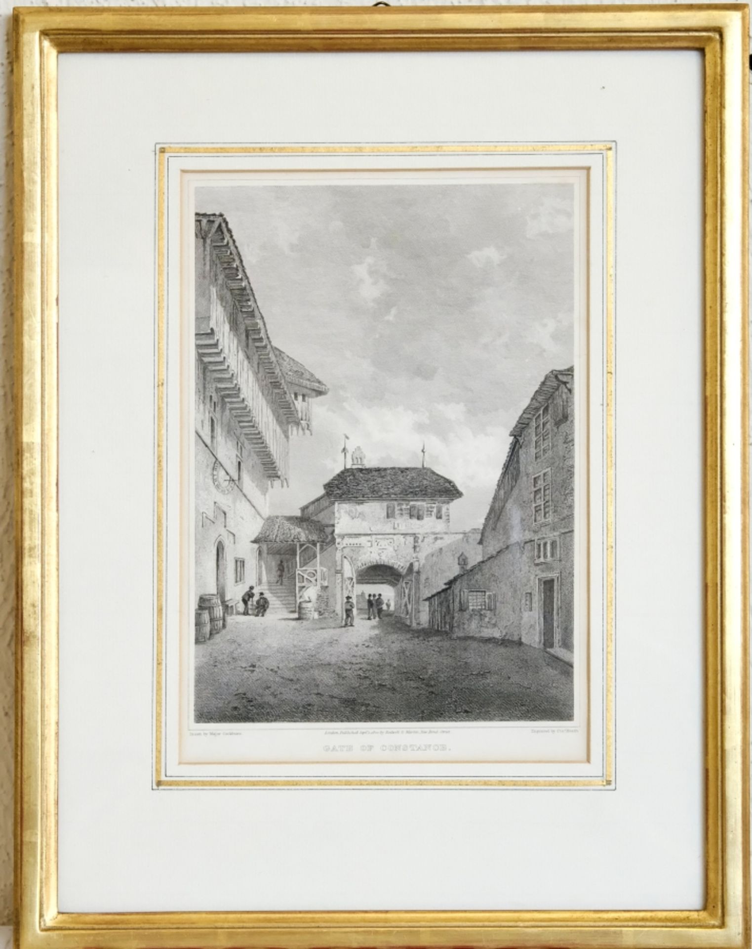 KONSTANZ, "Gate of Constance", Stahlstich um 1840, 23x17cm (Abb. in PP), R:36x28cm. - Image 2 of 3