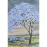 HARRINGTON K. "Jacaranda Mist", Aquarell auf Papier, außergewöhnliche Farben. Sehr detaillierte Da