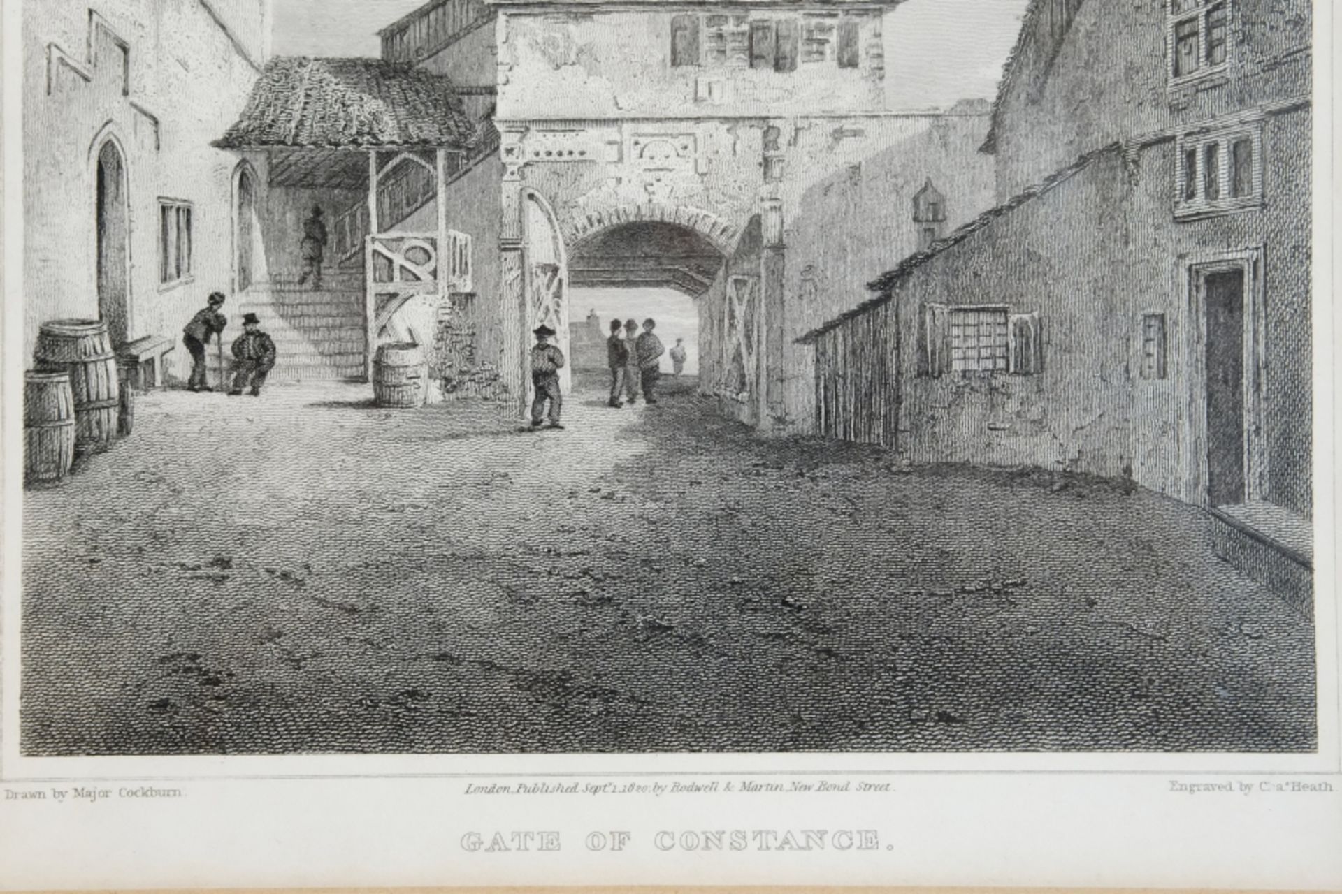 KONSTANZ, "Gate of Constance", Stahlstich um 1840, 23x17cm (Abb. in PP), R:36x28cm. - Image 3 of 3