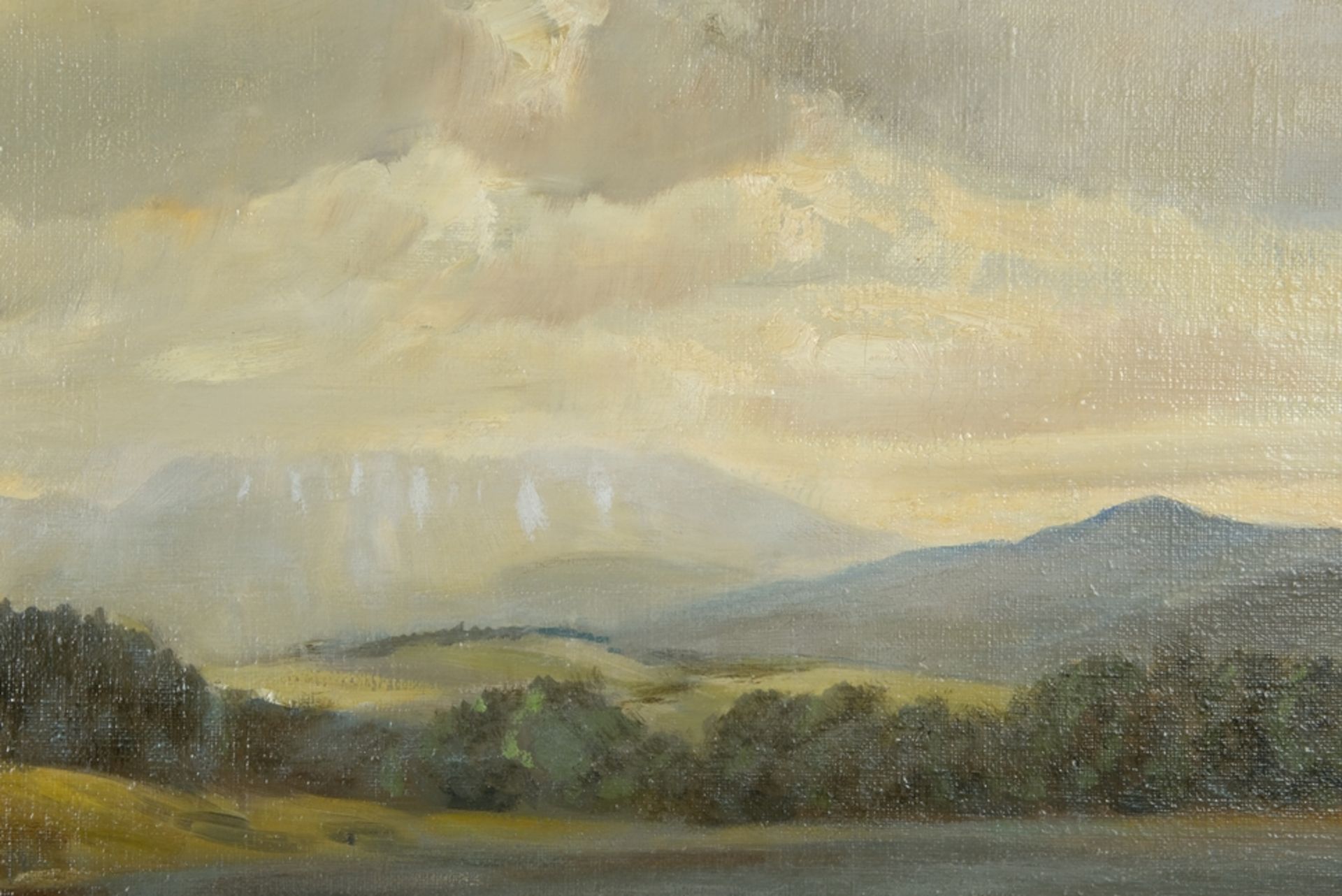 HALBERG-KRAUSS Fritz, "Abendstimmung bei Tölz", Öl auf Leinwand, frühes 20. Jh. Blick in weite Land - Image 4 of 5