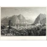 LUGANO "Lugano (Canton Tessin) Stad Lugano.", Stahlstich von Charles Mottram (1807 London - 1876 eb