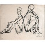 DIENER, Rolf (1906-1988 Hamburg) "sitzende Personen", signierte, datierte Kohlezeichnung, 1963, unt