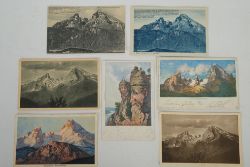 SIEBEN ALTE POSTKARTEN Motive: Watzmann und Sächsische Schweiz, aus den 1920er und 1930er Jahren, j