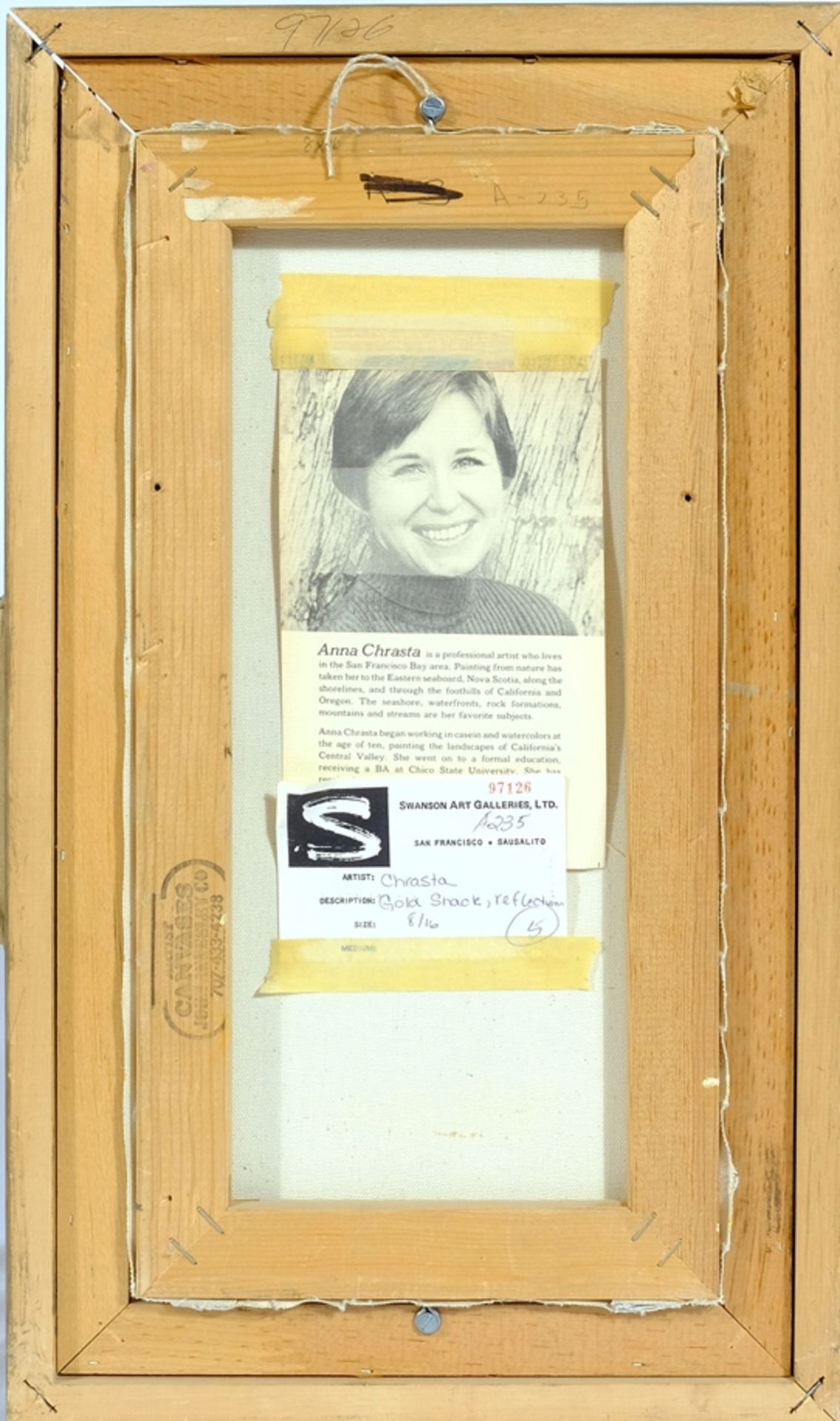 CHRASTA Anna "Gold Shack", Öl auf Leinwand, 1977. Sichtbarer Ausschnitt 40 x 19,5 cm, R 49,5 x 29 c - Image 4 of 4