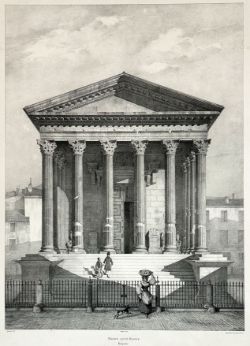 NIMES "Maison carrée Nismes. Languedoc", Lithographie von Jean Charles Léon Danjoy (1806 - 1862) na