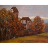 MERRÉ, Johanna H. (1867 München - 1940 ebenda), Burg mit Landschaftsausschnitt sowie Blick in die W