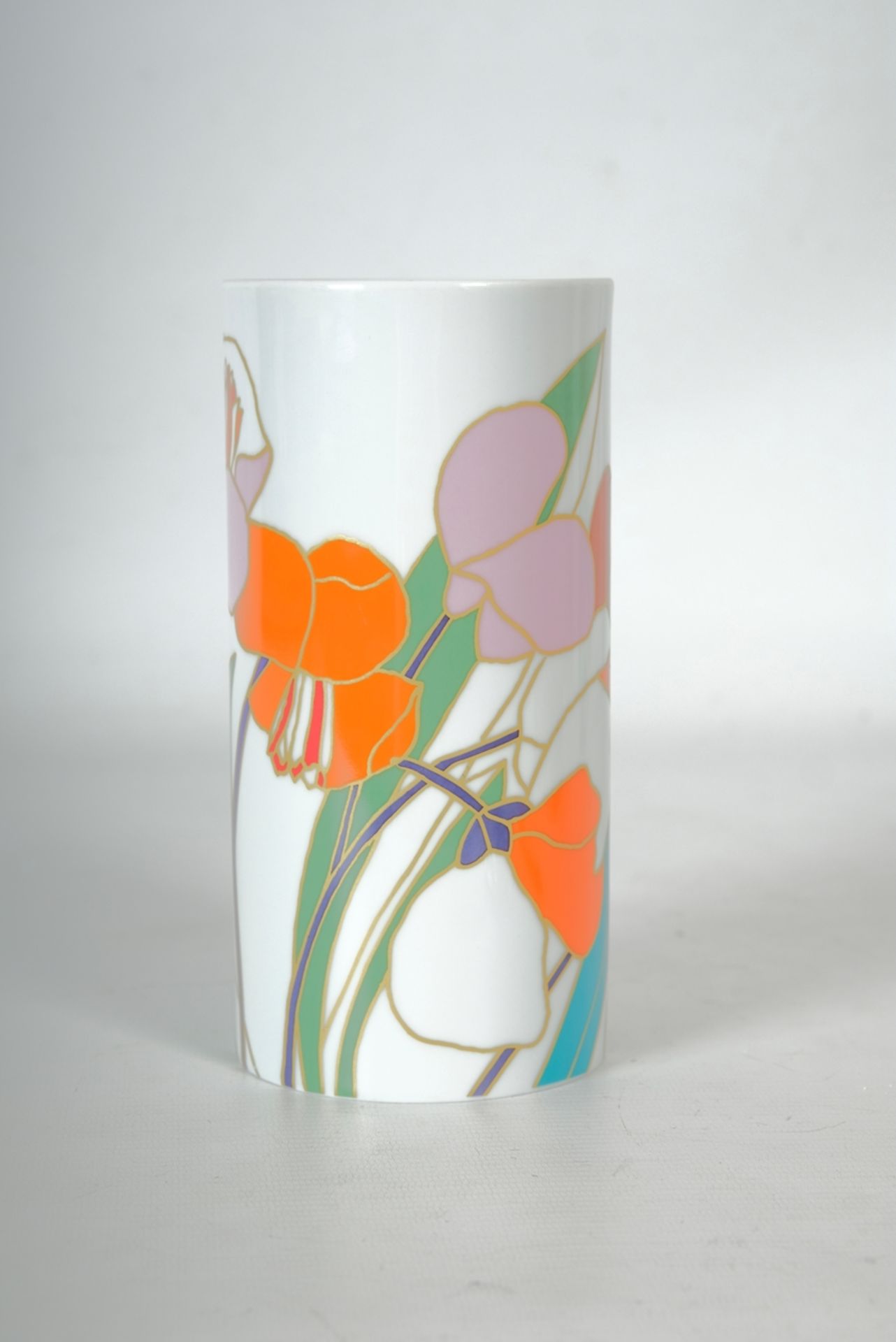 Rosenthal Vase "studio-linie, abstraktes Blütenmotiv von Wolfgang Bauer, 19cm hoch, Durchmesser 9cm
