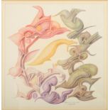 KLEE Fritz (um 1890 - Ende 20. Jahrhundert Stuttgart) "Abstrakt", organische Formen in bunten Farbe