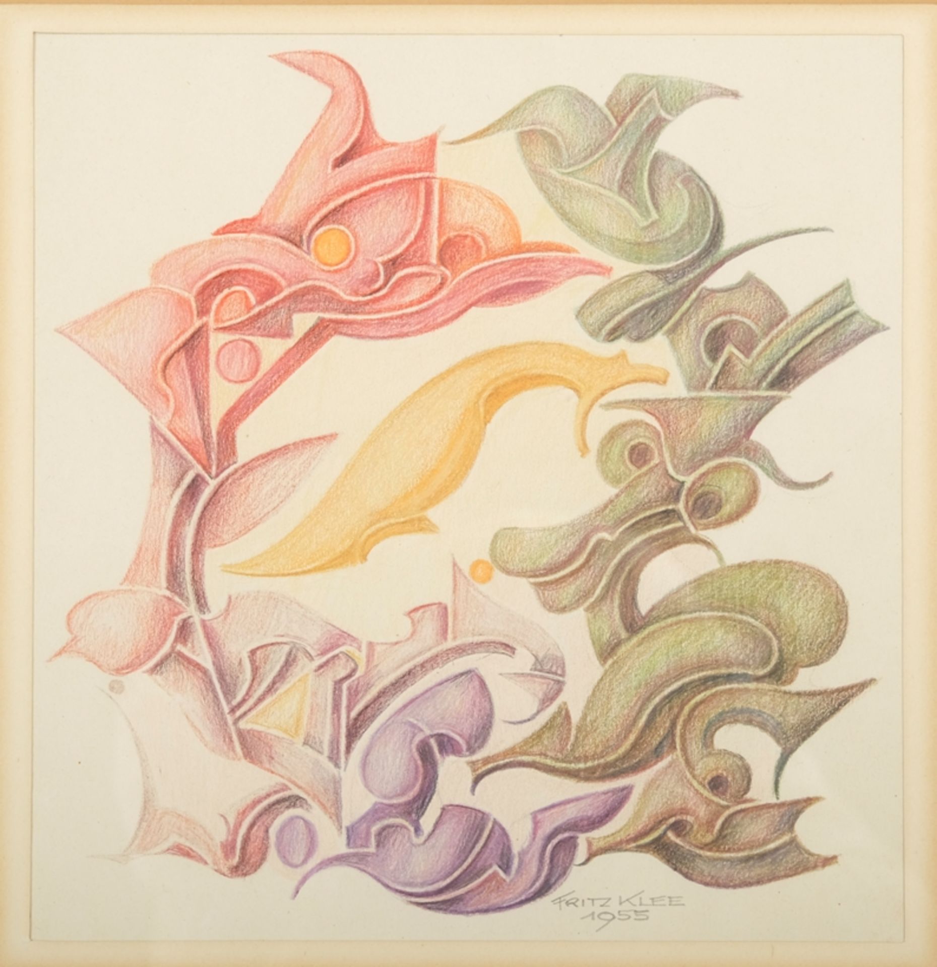 KLEE Fritz (um 1890 - Ende 20. Jahrhundert Stuttgart) "Abstrakt", organische Formen in bunten Farbe