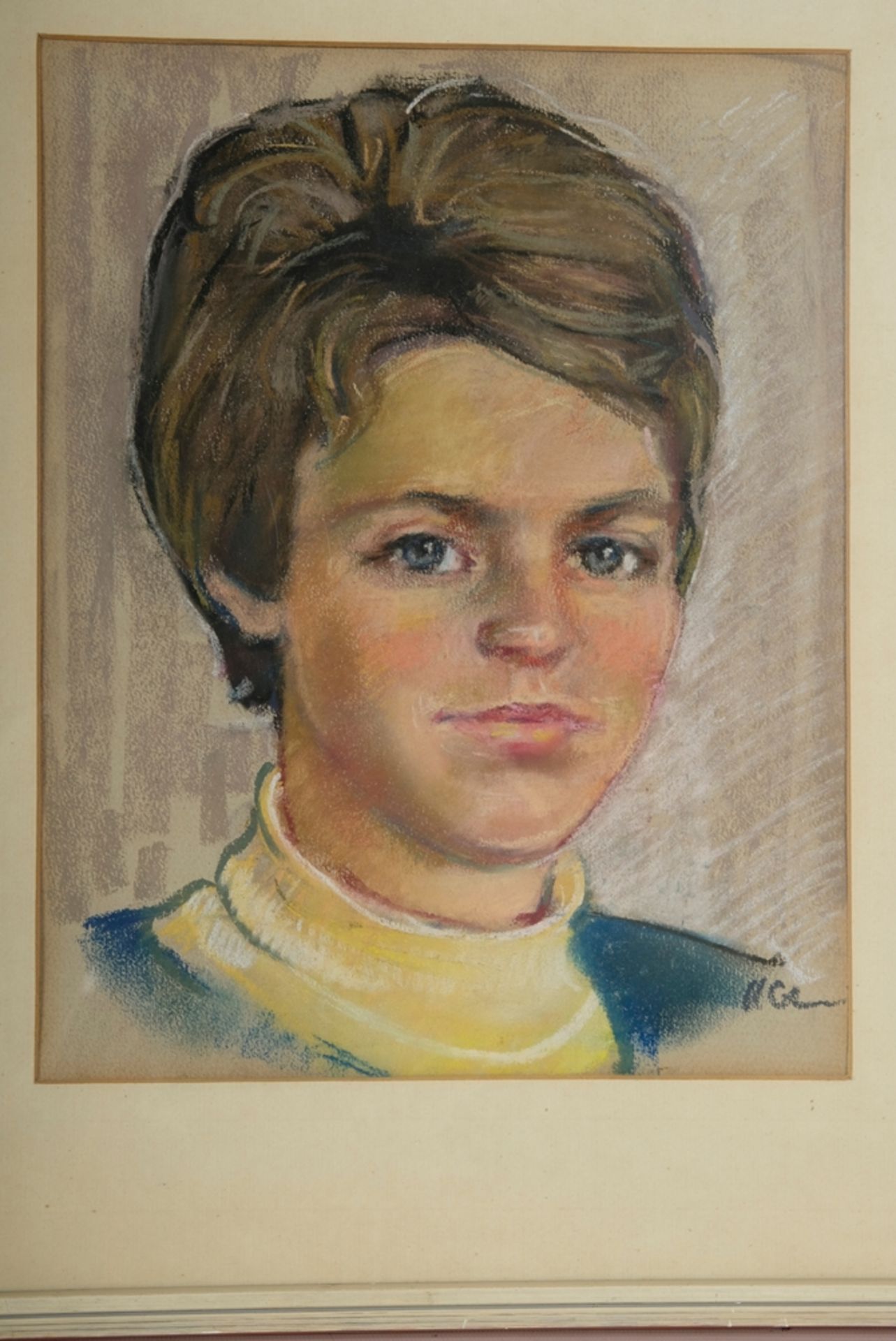 LEHMANN, Hans Günter (1899-1976), "Bildnis eines Mädchens", Farbige Kreiden auf hellbraunem Papier,
