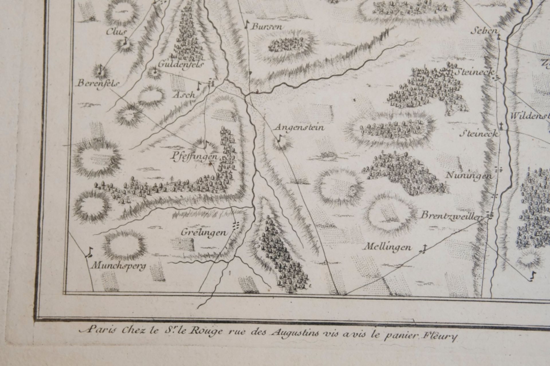 LANDKARTE "Le Cours du Rhin de Constance à Bale en deux feuilles contenant le Fricqthal les quatre - Image 3 of 3