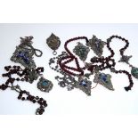 Sacred lot: four rosaries and five : four rosaries and five cross pendants, antique