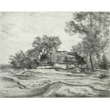 Schultze-Jasmer, Theodor (1888-1975), Reethaus auf dem Darß, no year, etching.