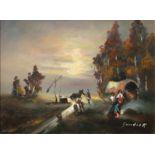 Kelemen, Sandor (Hungary-1990) Evening Mood with Carriage, oil on panel. 