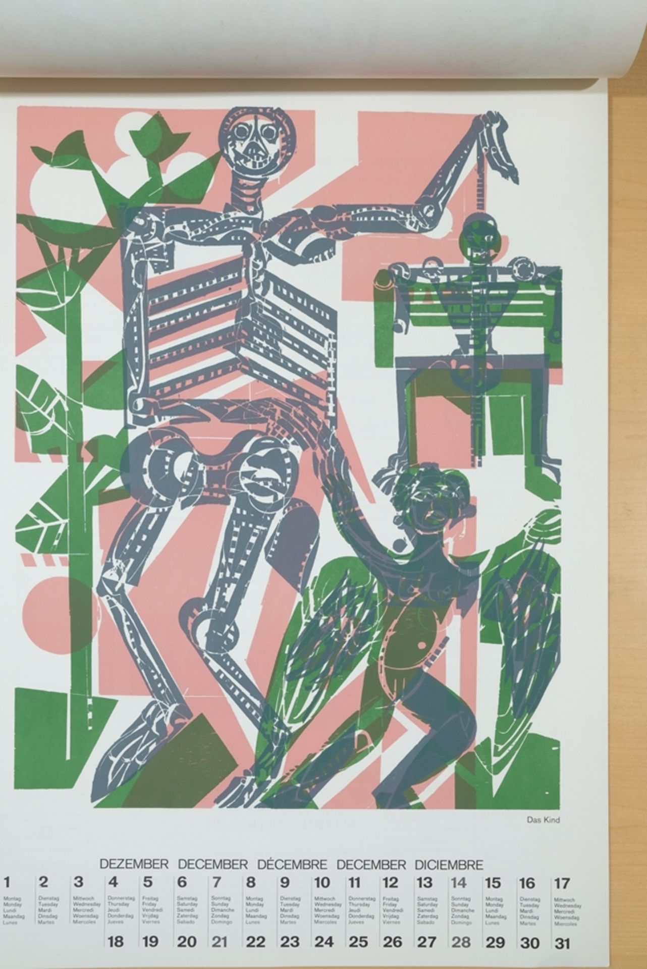 Grieshaber, HAP (1909-1981) "Totentanz von Basel" Calendar, 1975, with colour woodblock prints. - Image 13 of 14