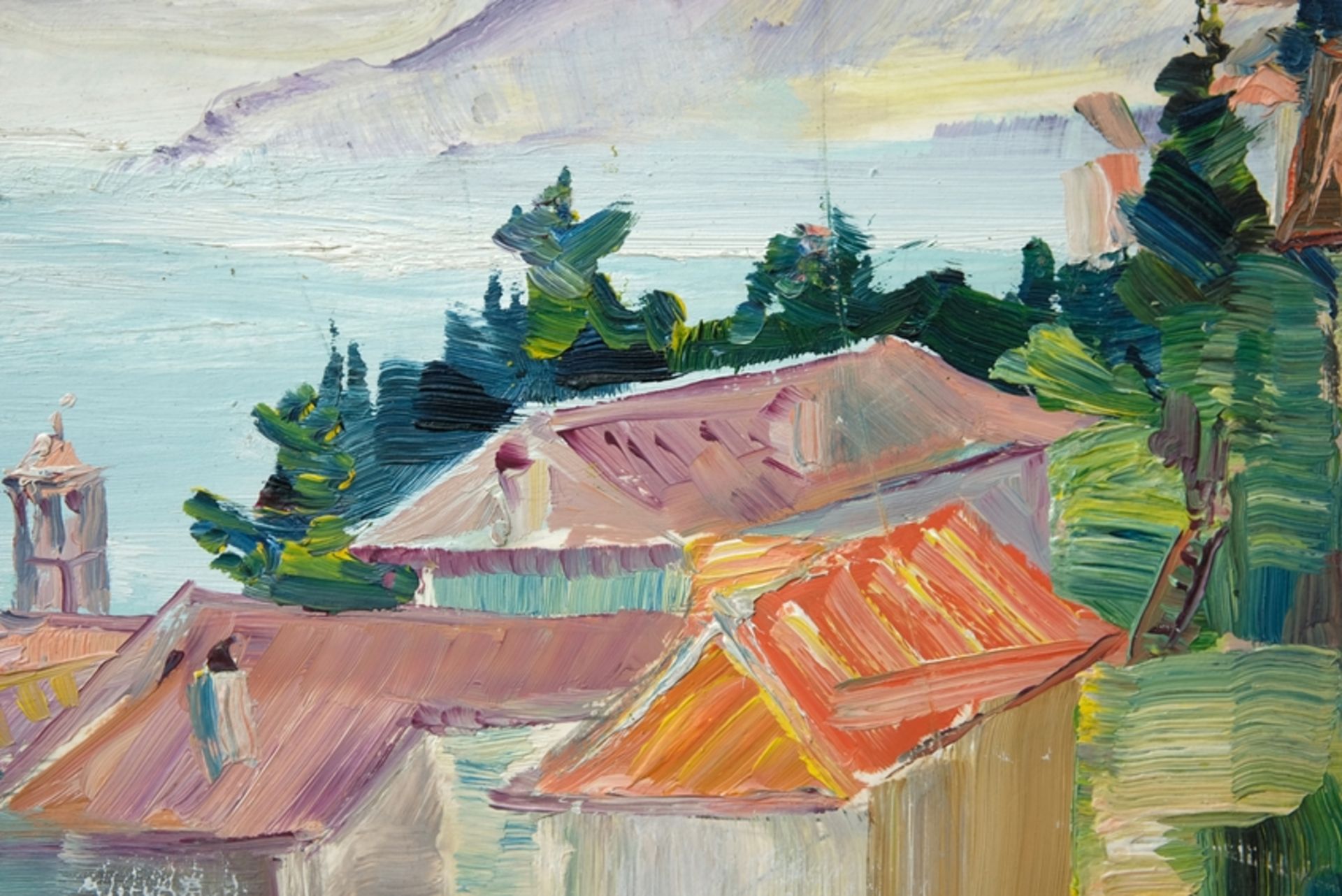 Lange-Brock, August (1891-1978) "Blick auf Brissago", Öl auf Leinwand,  - Bild 3 aus 4