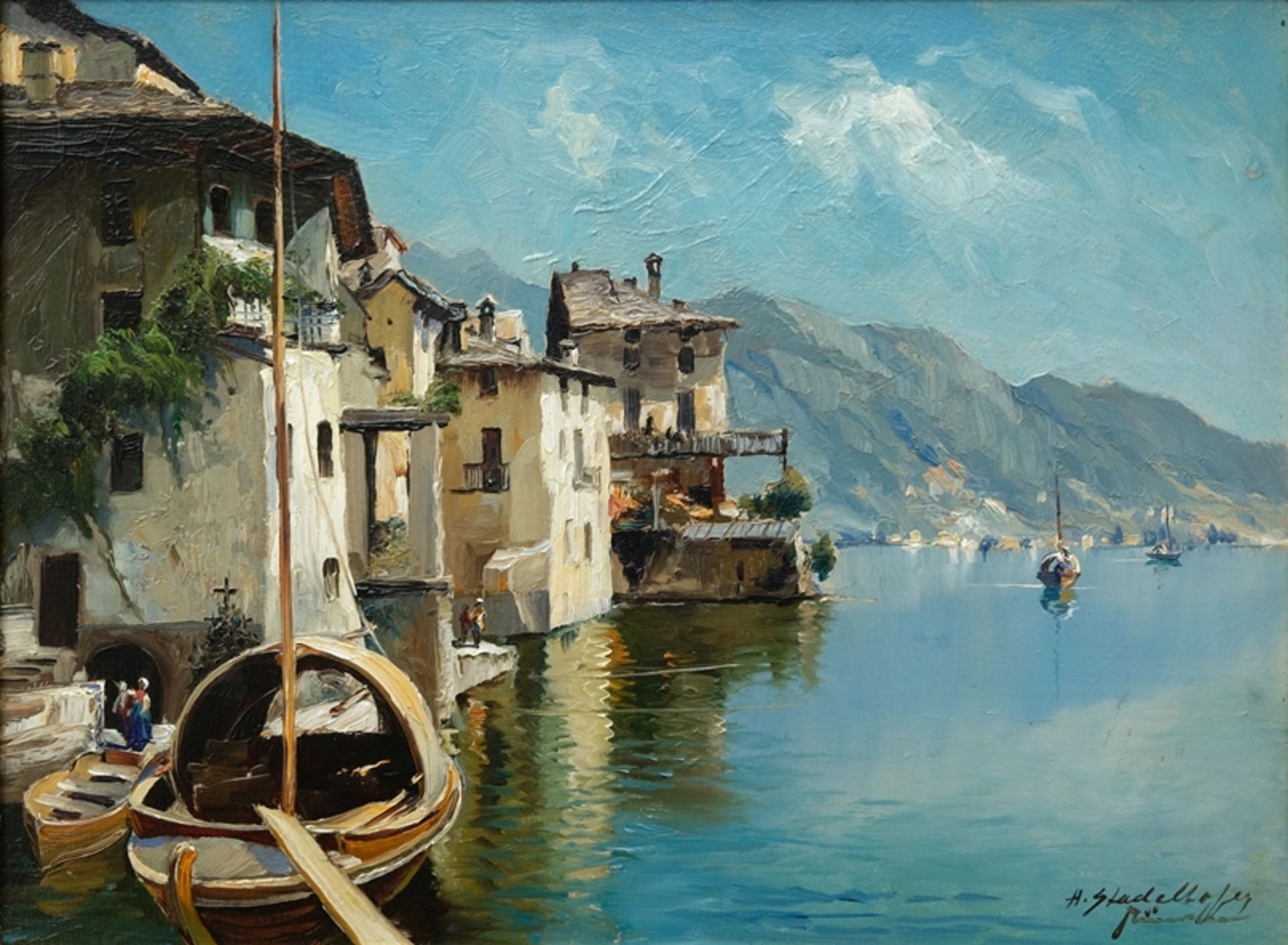 Stadelhofer, Helmut (1914-1979) "Tremezzo - Lago di Como", Öl auf Malkarton. 