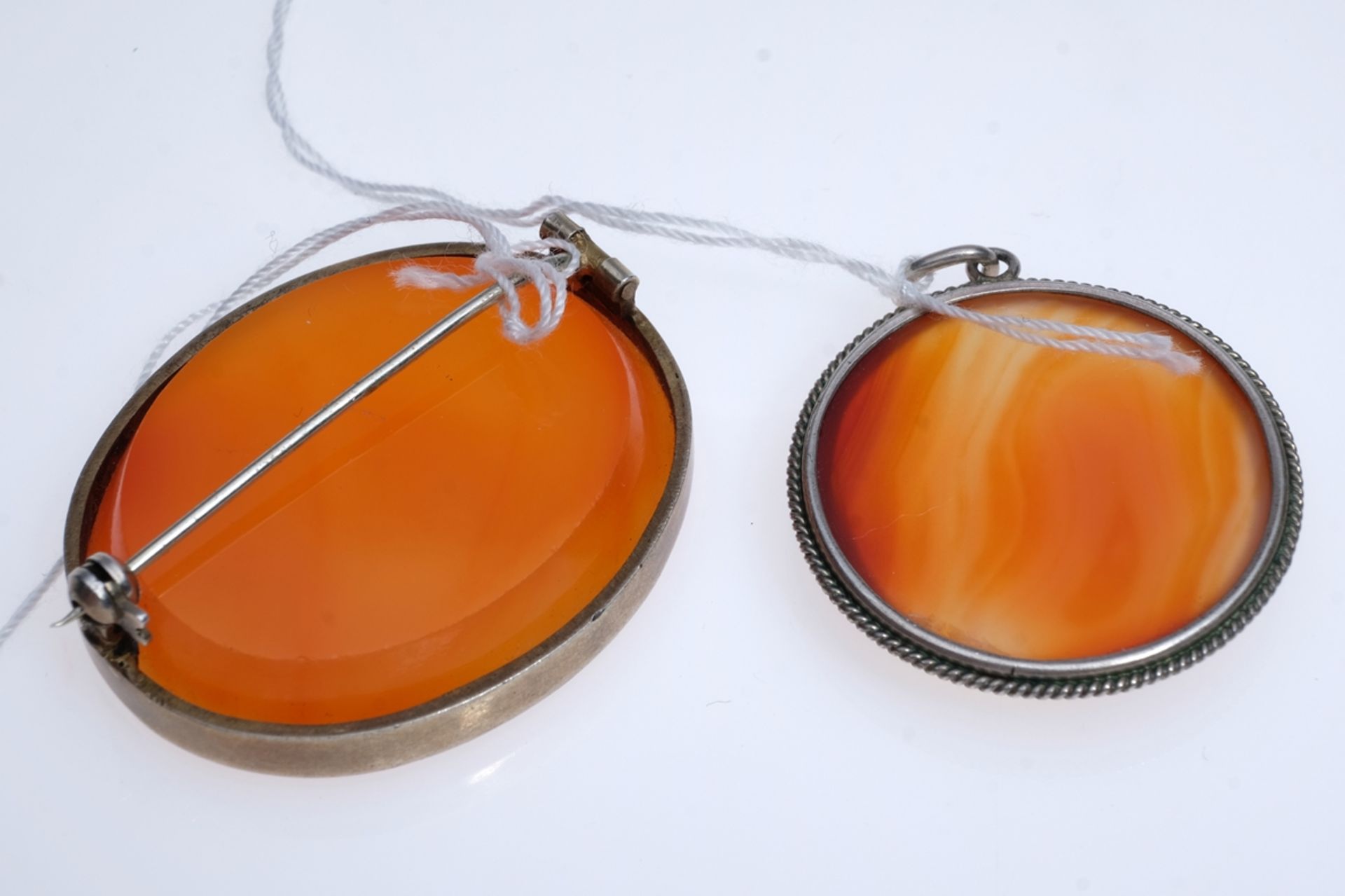 Carnelian set, two-piece set with beautiful colour brilliance: - Image 2 of 2