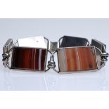 Bracelet with six agates, silver 925 setting, hallmarked, length 20 cm