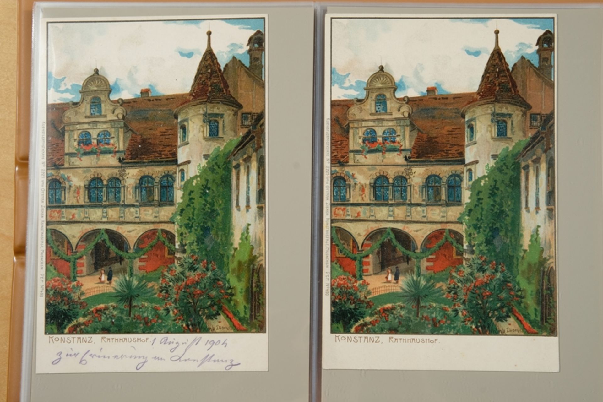 124 postcards Constance, album no. 3, collection focus 'etchings & colour lithographs', turn of the - Image 4 of 10