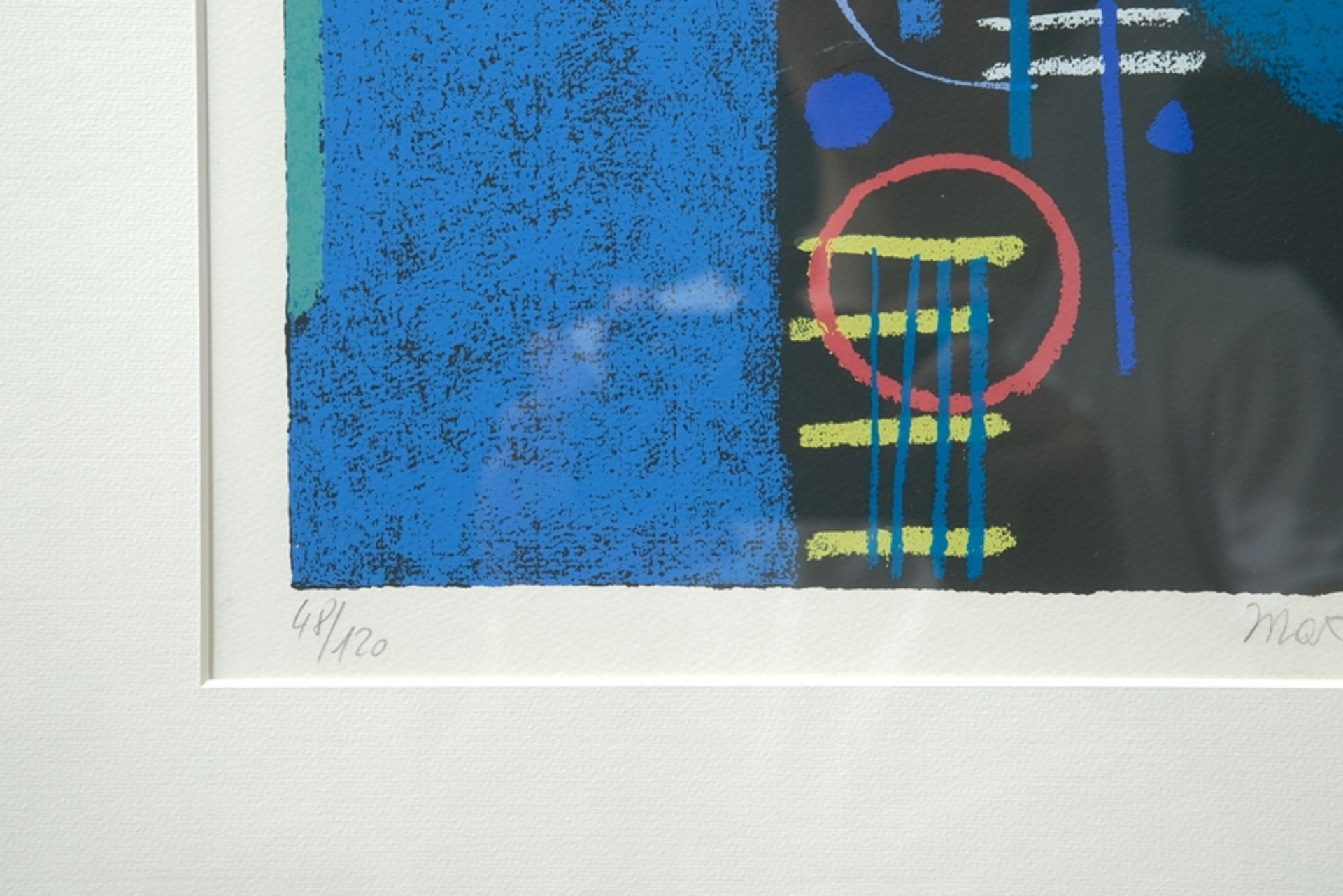 Ackermann, Max (1887-1975) Abstrakte Komposition in Blau, 1972, Serigrafie in Farbe.  - Bild 3 aus 4