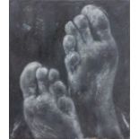 Andersen, Erik (born 1977) "Feet I", 26.08.14, 2014, oil on canvas, 47 × 41 cm