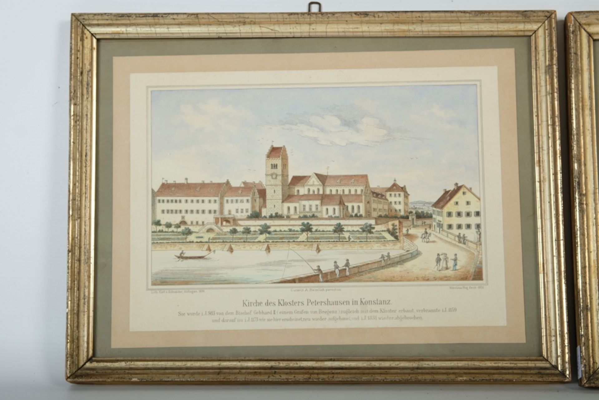 "Kirche des Klostershausen in Konstanz", 1898, lithograph. Inscribed at the bottom: "Lith. Karl v.  - Image 2 of 3